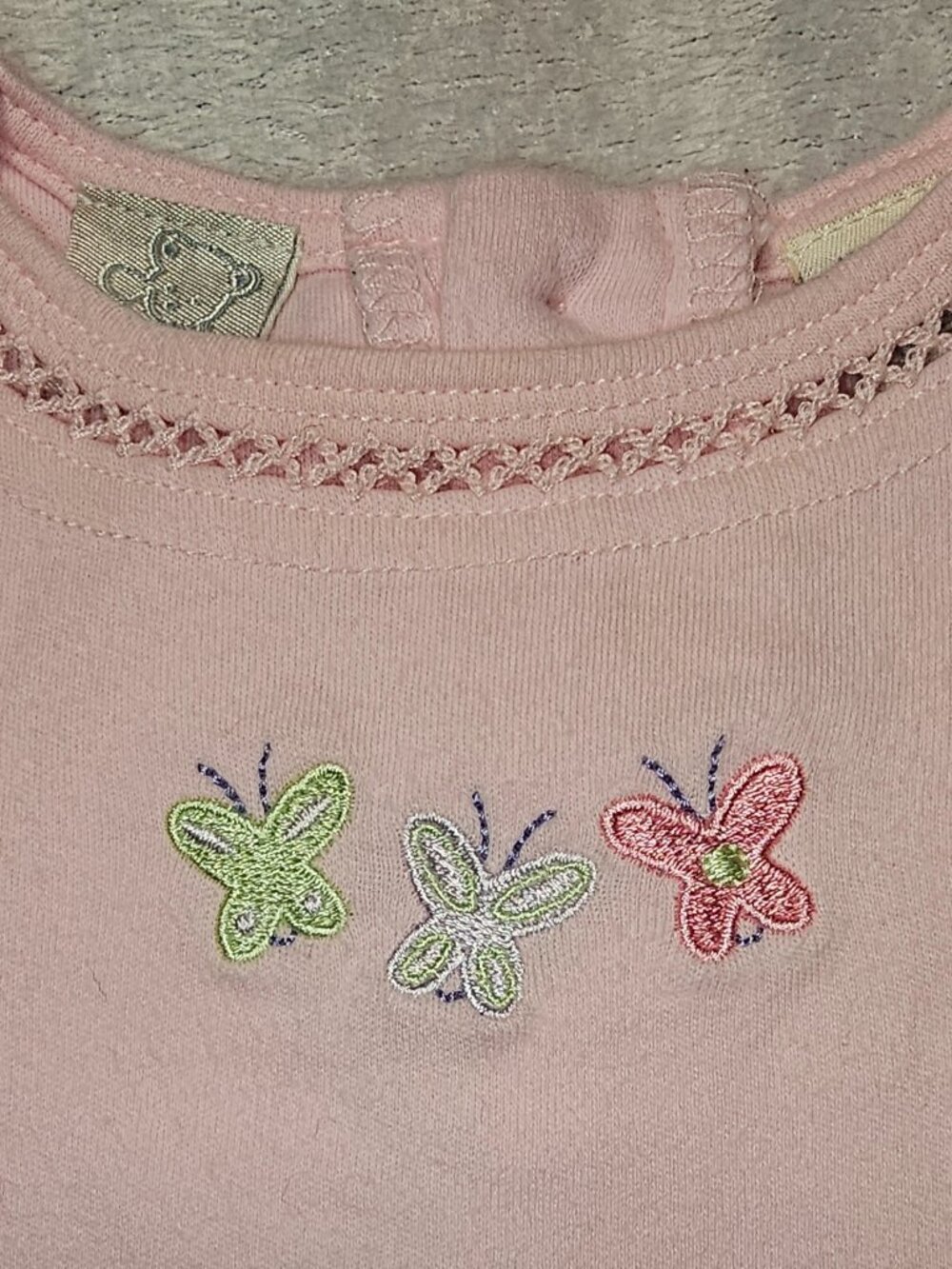 Baby Girl Dress 6-9M Bloomers Set Pink Butterfly Embroidered Peek A Babe Spring